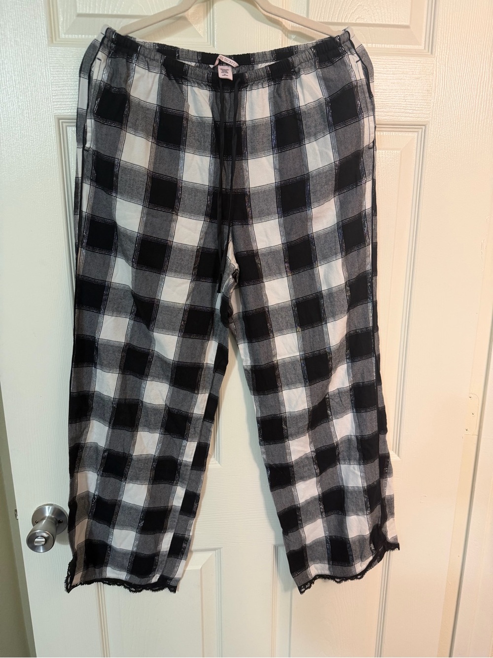 Black & White Plaid Bottoms - Elastic Waist